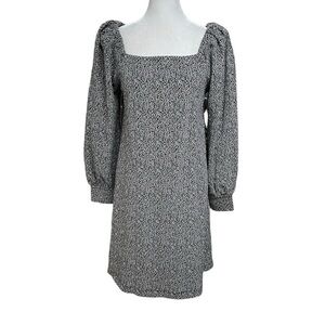 Loft Black and White Women's Cozy Square Neck Shift Dress Size Medium